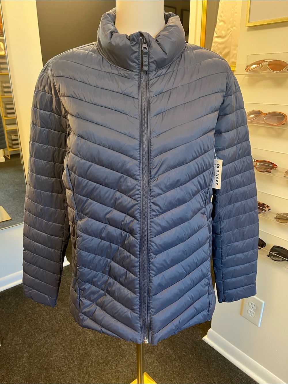 NWT Old Navy Women's Navy Quilted Packable Puffer Jacket